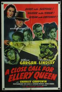 h118 CLOSE CALL FOR ELLERY QUEEN one-sheet movie poster '42 William Gargan