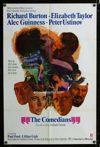 h127 COMEDIANS style B one-sheet movie poster '67 Richard Burton, Liz Taylor
