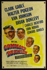 h130 COMMAND DECISION one-sheet movie poster '48 Clark Gable, Pidgeon