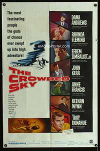 h145 CROWDED SKY one-sheet movie poster '60 Dana Andrews, Rhonda Fleming