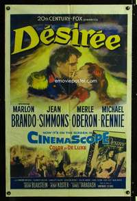 h154 DESIREE one-sheet movie poster '54 Marlon Brando, Jean Simmons