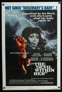 h156 DEVIL WITHIN HER one-sheet movie poster '76 Joan Collins, horror!