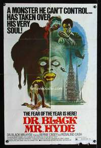 h174 DR BLACK MR HYDE one-sheet movie poster '76 African-American horror!