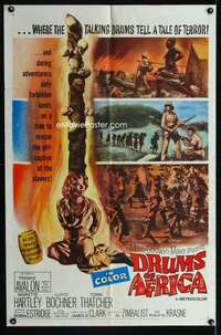 h175 DRUMS OF AFRICA one-sheet movie poster '63 Avalon in the jungle!