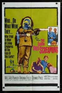 h176 EARTH DIES SCREAMING one-sheet movie poster '64 Terence Fisher sci-fi!