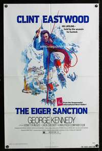 h179 EIGER SANCTION one-sheet movie poster '75 J.A. art of Clint Eastwood!