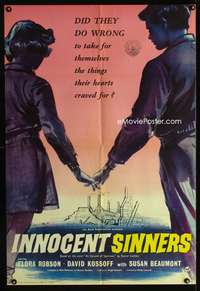 h009 INNOCENT SINNERS English one-sheet movie poster '58 by Rumer Godden!