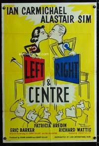h011 LEFT RIGHT & CENTRE English one-sheet movie poster '61 Langdon art!