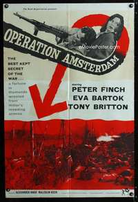 h014 OPERATION AMSTERDAM English one-sheet movie poster '60 Peter Finch