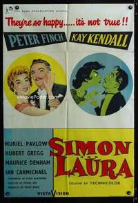 h020 SIMON & LAURA English one-sheet movie poster '55 Peter Finch, Kendall