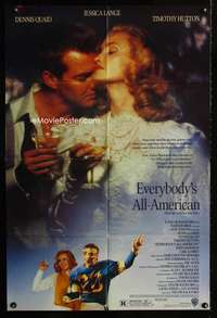 h190 EVERYBODY'S ALL-AMERICAN one-sheet movie poster '88 Quaid, football!