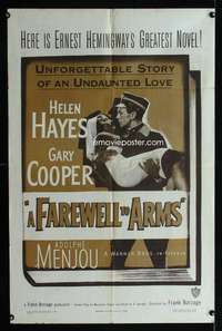 h194 FAREWELL TO ARMS one-sheet movie poster R49 Gary Cooper, Hemingway