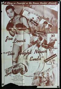 h203 FIGHT NEVER ENDS one-sheet movie poster '49 boxer Joe Louis, Ruby Dee