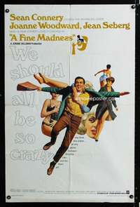 h206 FINE MADNESS one-sheet movie poster '66 Sean Connery, Woodward, Seberg