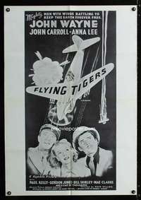 h213 FLYING TIGERS one-sheet movie poster R60s John Wayne, WWII airplanes!