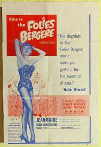 h214 FOLIES-BERGERE one-sheet movie poster '57 sexy French stage show!