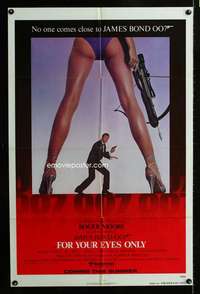 h217 FOR YOUR EYES ONLY advance one-sheet movie poster '81 Moore as Bond!