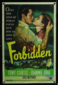 h218 FORBIDDEN one-sheet movie poster '54 Tony Curtis, Joanne Dru