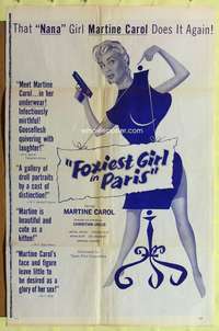 h226 FOXIEST GIRL IN PARIS one-sheet movie poster '57 sexy Martine Carol!