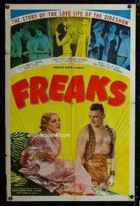 h227 FREAKS one-sheet movie poster R49 Tod Browning classic sideshow!