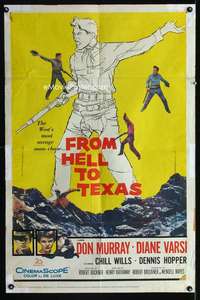 h230 FROM HELL TO TEXAS one-sheet movie poster '58 Don Murray, Diane Varsi