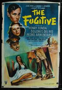 h231 FUGITIVE one-sheet movie poster '47 John Ford, Henry Fonda, del Rio