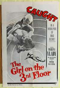 h244 GIRL ON THE 3rd FLOOR one-sheet movie poster '55 sexy Marina Vlady!