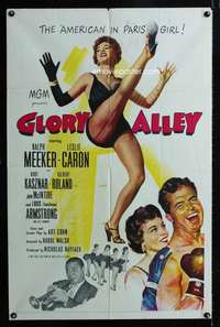 h247 GLORY ALLEY one-sheet movie poster '52 boxer Ralph Meeker, sexy Caron!