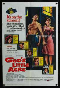 h250 GOD'S LITTLE ACRE one-sheet movie poster '58 Robert Ryan, Tina Louise