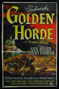 h252 GOLDEN HORDE one-sheet movie poster '51 Genghis Khan, Ann Blyth