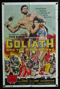 h255 GOLIATH & THE BARBARIANS one-sheet movie poster '59 Steve Reeves