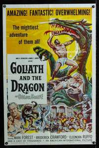 h256 GOLIATH & THE DRAGON one-sheet movie poster '60 cool fantasy art!