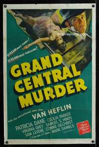 h269 GRAND CENTRAL MURDER one-sheet movie poster '42Van Heflin stone litho