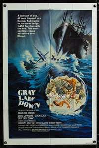 h271 GRAY LADY DOWN one-sheet movie poster '78 Charlton Heston, Carradine