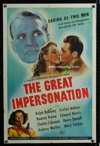 h274 GREAT IMPERSONATION one-sheet movie poster '42 spy Ralph Bellamy!