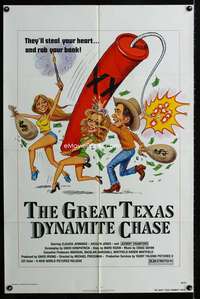 h280 GREAT TEXAS DYNAMITE CHASE one-sheet movie poster '76 cool Green art!