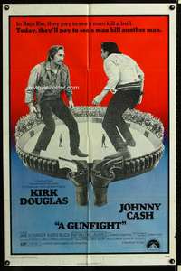 h295 GUNFIGHT one-sheet movie poster '71 Kirk Douglas vs Johnny Cash!