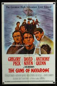 h299 GUNS OF NAVARONE one-sheet movie poster '61 Greg Peck, Niven, Quinn