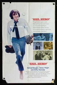 h305 HAIL HERO one-sheet movie poster '69 hippie Michael Douglas!