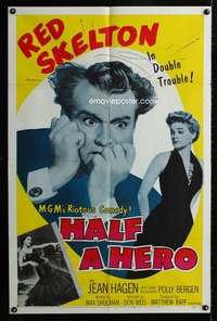 h307 HALF A HERO one-sheet movie poster '53 Red Skelton, exy Jean Hagen