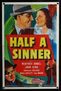 h308 HALF A SINNER one-sheet movie poster '40 Heather Angel, Dalton Trumbo