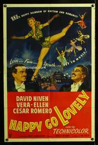 h315 HAPPY GO LOVELY one-sheet movie poster '51 David Niven, Vera-Ellen