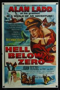 h330 HELL BELOW ZERO one-sheet movie poster '54 Alan Ladd in Antarctica!