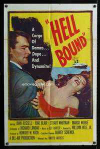 h331 HELL BOUND one-sheet movie poster '57 dames, dope, and dynamite!