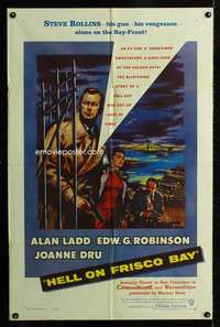 h333 HELL ON FRISCO BAY one-sheet movie poster '56 Alan Ladd, Ed Robinson