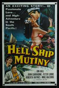 h334 HELL SHIP MUTINY one-sheet movie poster '57 Carradine, Peter Lorre