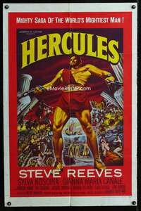 h340 HERCULES one-sheet movie poster '59 mightiest man Steve Reeves!