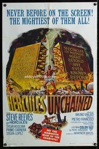 h342 HERCULES UNCHAINED one-sheet movie poster '60 Steve Reeves, Koscina