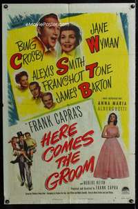 h344 HERE COMES THE GROOM one-sheet movie poster '51 Bing Crosby, Capra