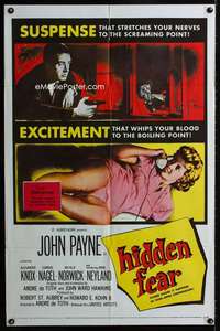 h347 HIDDEN FEAR one-sheet movie poster '57 John Payne, Alexander Knox